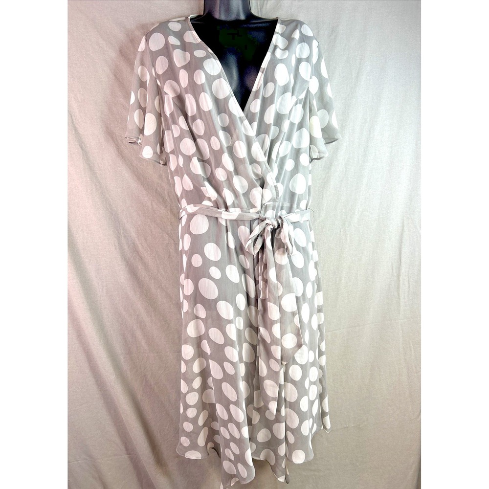 CB Established 1962 Dress Women's Midi Flutter Sleeve Flare Sheer Belted size 16